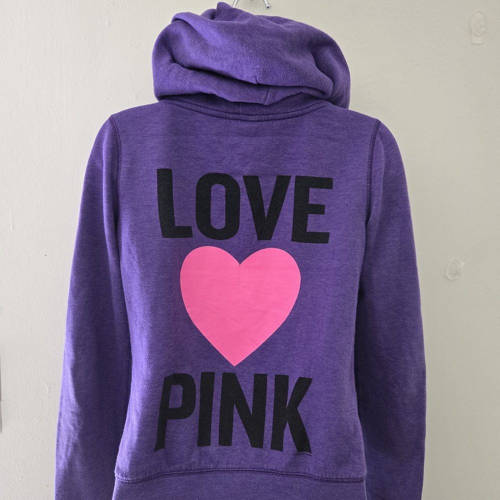 Victoria's Secret Purple Hoodie with Pink Heart Design